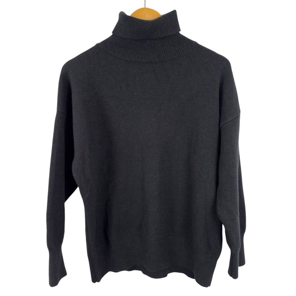 Femme Society Turtleneck Black Sweater Size Medium Minimalist Neutral Roll Neck - Picture 2 of 16
